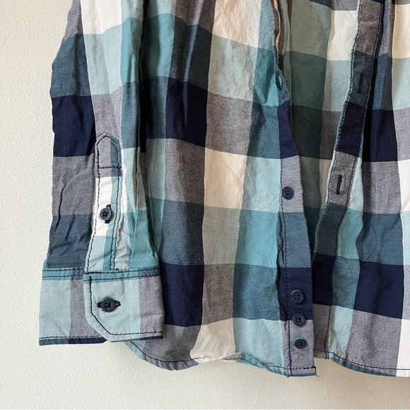🌼 5/$25 Okaïdi Boys Plaid Button Down Shirt Size 5Y Blue Checkered Casual Cotton - Picture 5 of 11